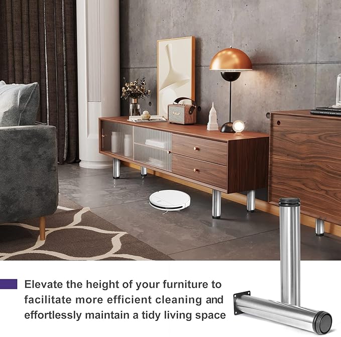 16 Inch Metal Furniture Legs Stainless Steel Adjustable Legs Silver Metal Legs - Image 4