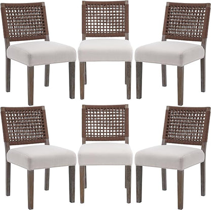 LZAREAL Farmhouse Dining Chairs Set of 6 Linen Fabric Upholstered Accent Side by LZAREALBetterRoomForRealLiving