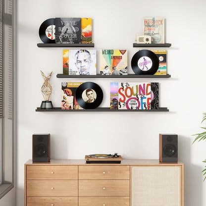 Floating Picture Ledge Shelves Set of 8, 16 Inch Solid Wood Wall Shelves - Image 2