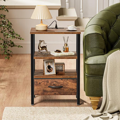 SUPERJARE Nightstand with Charging Station, Bed Side Table with Adjustable - Image 7