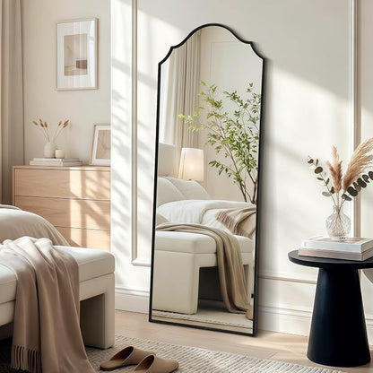 Besdomus Scalloped Full Length Mirror: 21"x56" Black Arched Floor Mirror - Image 6