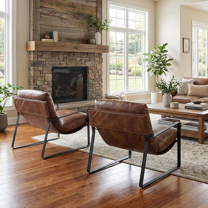 LukeAlon Modern PU Leather Accent Armchair, Upholstered Soft Living Room Chair - Image 5