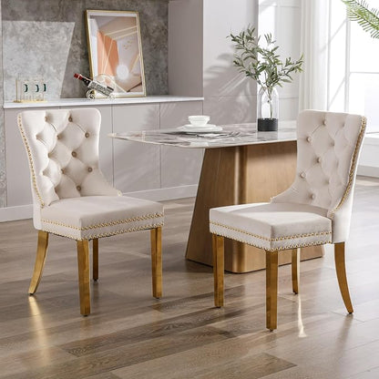 KCC Velvet Dining Chairs Set of 2, Upholstered High-end Tufted Dining Chair by KCC
