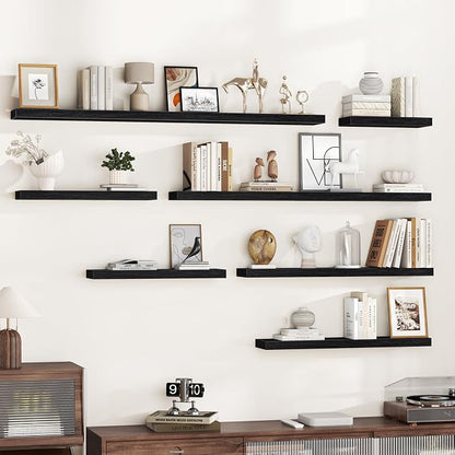 Fun Memories 32 Inch Floating Shelves Wall-Mounted, Rustic Wood Shelf - Image 6