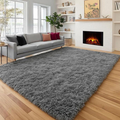 PAGISOFE Plush Area Rugs for Living Room 6x9 Ft, Ultra Soft Shaggy Grey Rugs by PAGISOFE