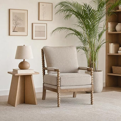 DUHOME Linen Fabric Spindle Accent Chairs Set of 2, Spool Chairs - Image 3