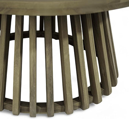 Merax Patio Outdoor Acacia Wood Round Coffee Table - Image 6