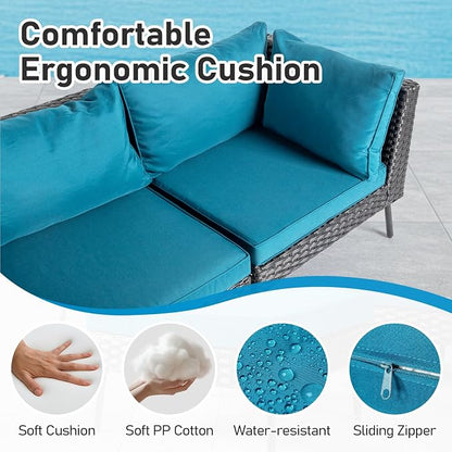 VINGLI 6-Piece Patio Furniture Set, All-Weather Wicker Outdoor Sectional Sofa - Image 6