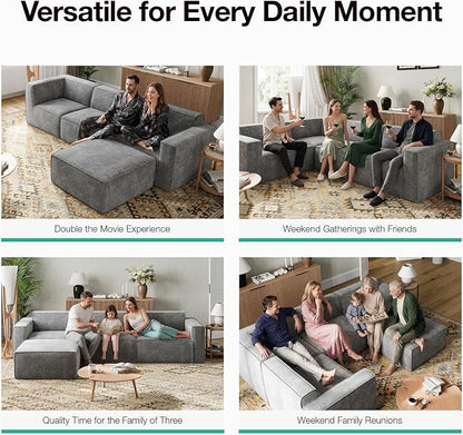 Novilla 84.3" Modular Sectional Sofa, No Assembly Cloud Sectional Couch - Image 11