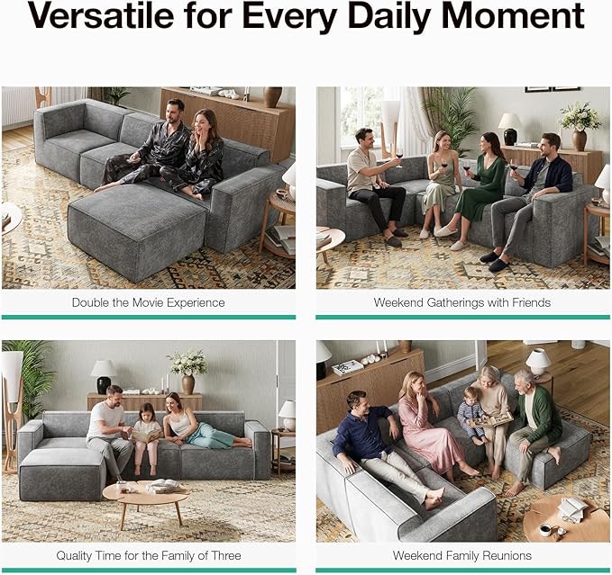 Novilla 142.5" Modular Sectional Sofa, No Assembly Cloud Sectional Couch - Image 11