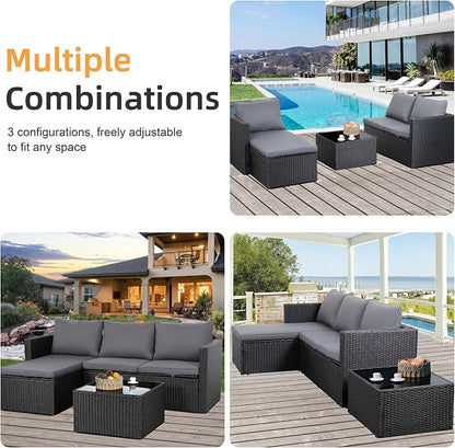 Shintenchi 4 Pieces Patio Furniture Sets, Outdoor Sofa Patio Sectional Sets All - Image 7