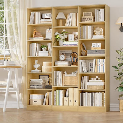 FACBOTALL Triple Wide Bookshelf, 6 Tier Large Bookshelf, Bookcase - Image 2