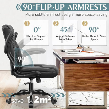 Leather Office Chair, PU Home Computer Desk Chairs - Image 4