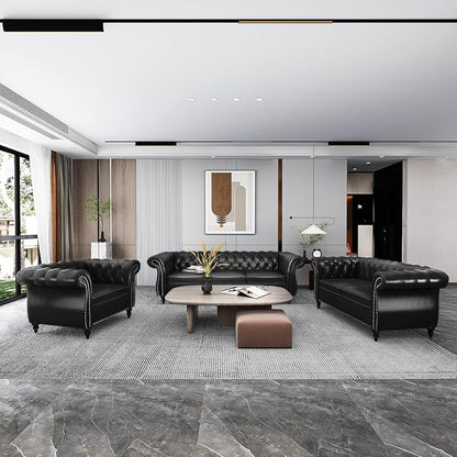 Living Room Chair, Modern Leather Chesterfield Sofa Chair, Mid Century Single - Image 4