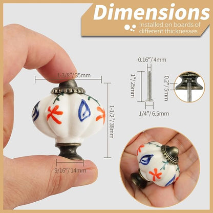 Ivory Pumpkin Knobs 6 Pack Ceramic Cabinet Knobs Vintage Drawer Pulls - Image 4