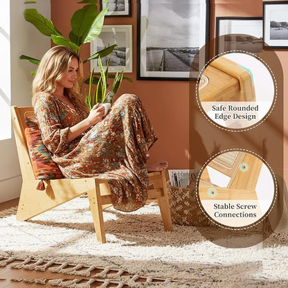Furlide Rattan Chair 2Pcs, Mid Century Modern Accent Chair, Leisurely Reading - Image 5