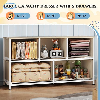 WLIVE Dresser for Bedroom with 5 Drawers, Wide Chest of Drawers, Fabric Dresser - Image 4