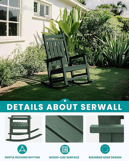 SERWALL Oversized Outdoor Rocking Chair Set of 4, HDPE Rocker - Image 4