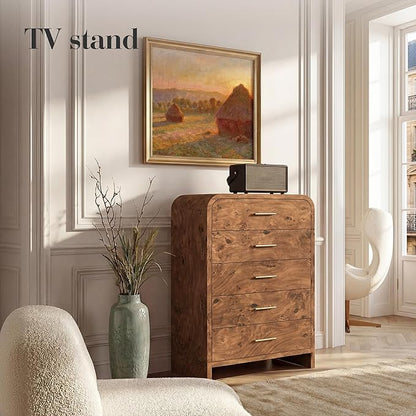Curved 5-Drawer Dresser for Bedroom, 45.59" Tall Modern Chest of Drawers - Image 4