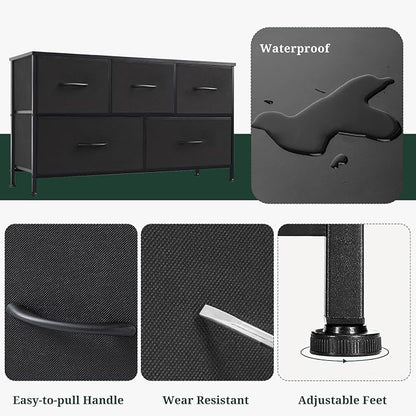 5-Drawer Dresser for Bedroom, Anti-Tip Wide Storage Organizer Fabric Chest of - Image 7