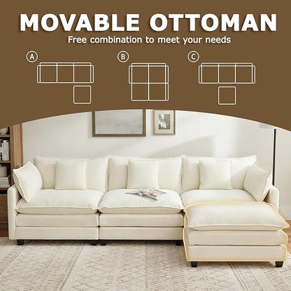 113” Modular Sectional Sofa, L Shaped Cloud Couch - Image 5