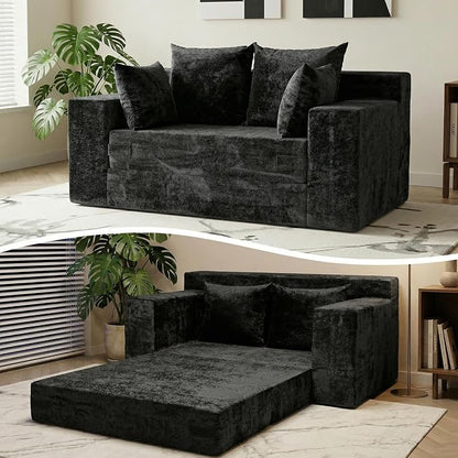 Boneless Loveseat Sleeper Sofa Bed, 3-in-1 Convertible Sofa Bed and Floor Futon by Winzoo