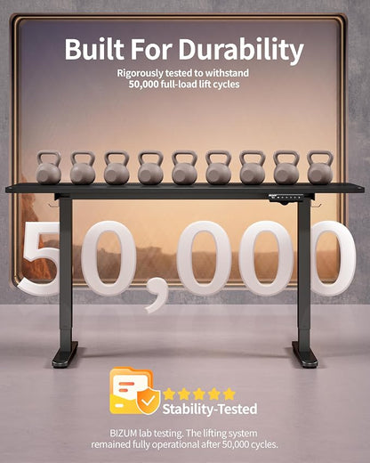BIZUM Electric Standing Desk 60 x 24 Inch Computer Desk-Gaming Desk Black Home - Image 8