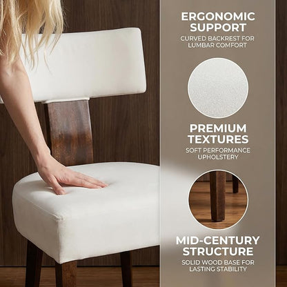 HNY Set of 4 Mid Century Modern Dining Chairs, Farmhouse Velvet Upholstered - Image 6