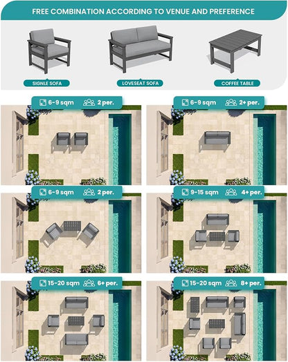 SERWALL HDPE Outdoor Loveseat Couch - Image 8