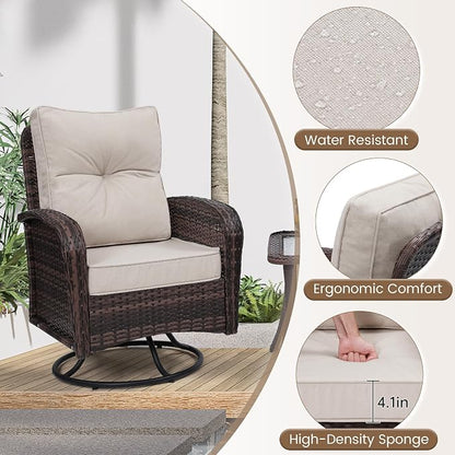 wildformers Luxury Outdoor Swivel Wicker Glider Patio Chairs - Image 6