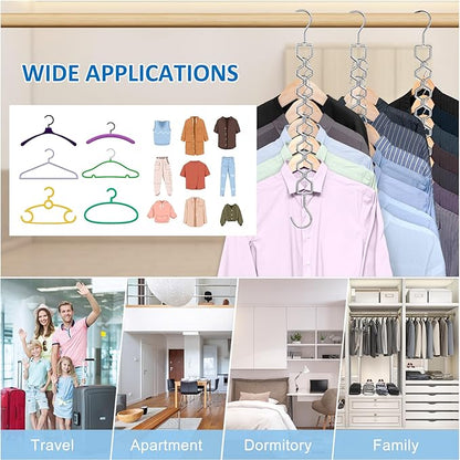 Space Saving Hangers for Clothes 6 Pack, Sturdy Metal Hangers Heavy Duty Magic - Image 3