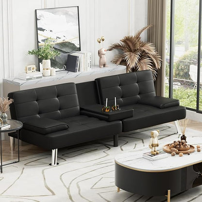 Homall Futon Sofa Bed, Leather Futon Couch - Image 2