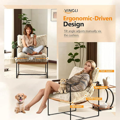 VINGLI 28" Wide Plush Upholstery Sling Modern Accent Chairs Set of 2, Cute - Image 4