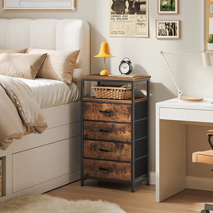 Huuger Night Stand with Charging Station, 4 Drawer Dresser - Image 2