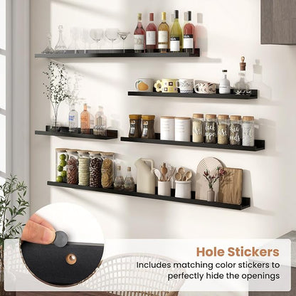 Fun Memories Picture Ledge Shelves Set of 2, 36 Inch Rustic Wall Mounted - Image 5
