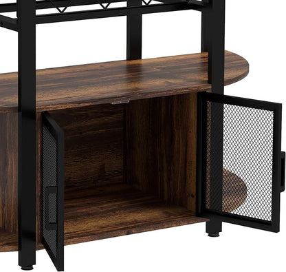 HOMCOM Wine Bar Cabinet with Charging Station and LED Lights, Industrial Liquor - Image 9