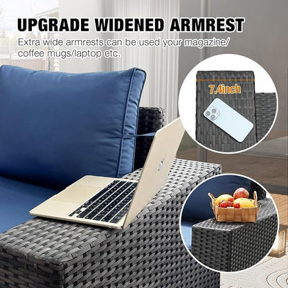 JOYURE 5 Pieces Patio Furniture Set All-Weather Outdoor Wicker Sectional - Image 2