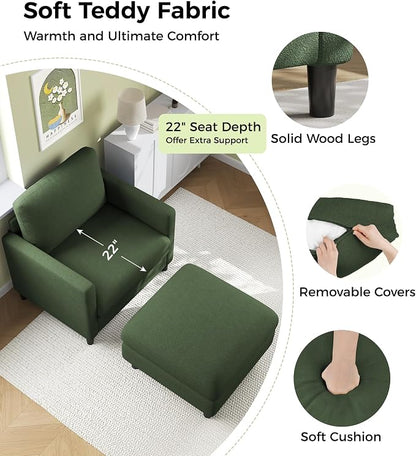Welzona Sofa Accent Chair with Ottoman, Tool-Free Setup Living Room Accent - Image 4