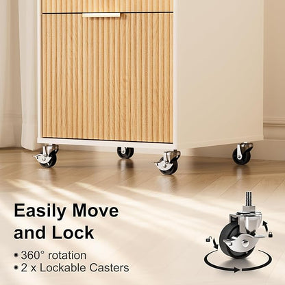 3 Drawers Fluted Mobile File Cabinet - Image 5