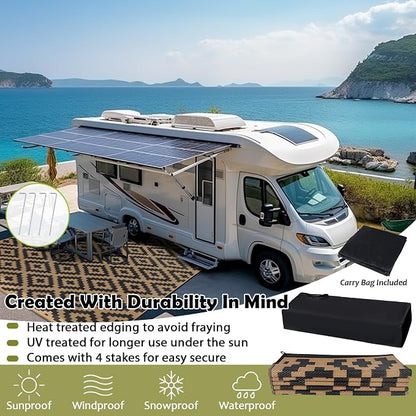 SAND MINE Reversible Mats, Plastic Straw Rug, Modern Area Rug, Large Floor Mat - Image 4