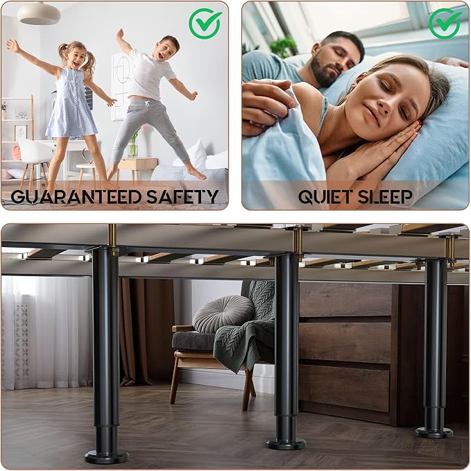 6Pcs Bed Frame Support Leg, Adjustable 14" to 23.6", Increase Under-Bed Storage - Image 4