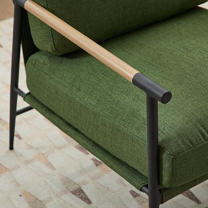 Ya-Home Mid-Century Accent Chair, Soft Armchair Linen Fabric Lounge Chair - Image 5