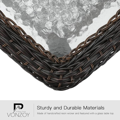 3 Pieces Patio Furniture Set, Outdoor Swivel Glider Rocker, Wicker Patio Bistro - Image 6