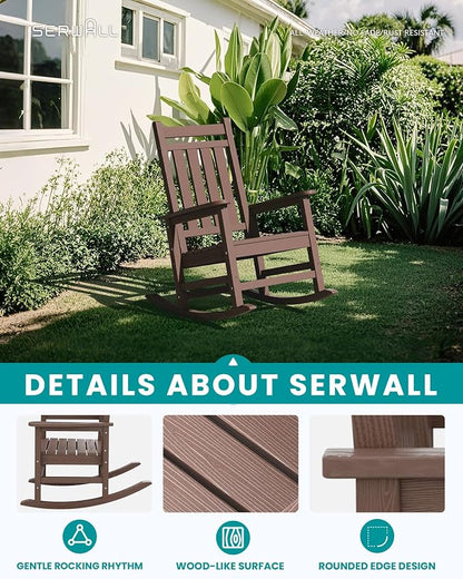 SERWALL Oversized Outdoor Rocking Chair Set of 2, HDPE Rocker - Image 3