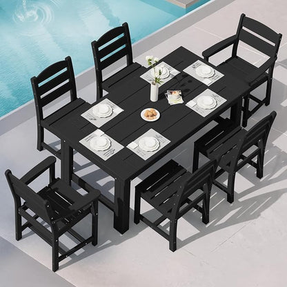 SERWALL Outdoor Dining Table Set, 67‘’ HDPE Patio Dining Set by SERWALL