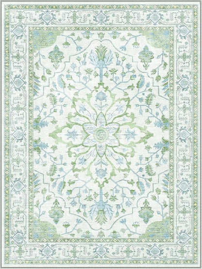 RELEANY Area Rugs 10'x12' Washable Non-Slip, Floral Vintage Distress Print - Image 8