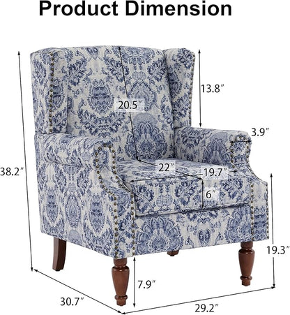 Pia Ricco Set of 2 Floral Accent Chairs, High Back Upholstered Armchairs - Image 2