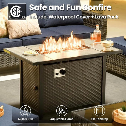 ovios 7 Pieces Patio Furniture Set, Outdoor Wicker Sofa Couch - Image 5