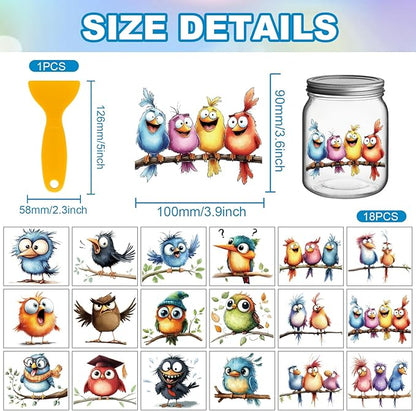 GLOBLELAND 18 Sheets Funny Birds Rub on Transfer 3.9x3.6inch Colorful Animals - Image 2