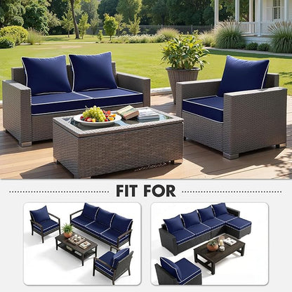MIULEE Navy Outdoor Seat Cushion 22x24 Inch Waterproof & 3 Year Fade Resistant - Image 5